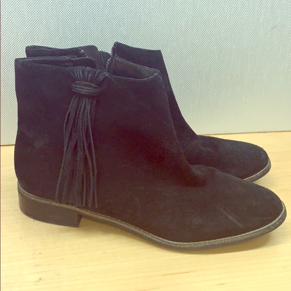 Karl Lagerfeld Black Suede Tassel Booties